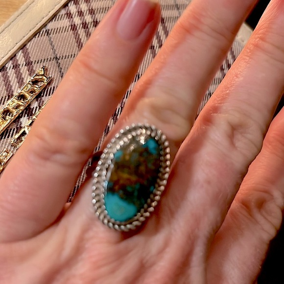Jewelry - Natural turquoise in Sterling silver native American craftsmanship ring size 6.5